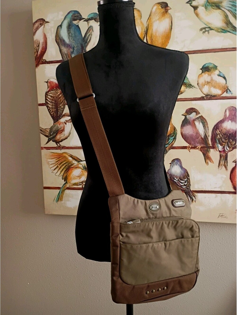 Vintage Retired Tumi T-tech Military Green & Brown Crossbody Purse Bag